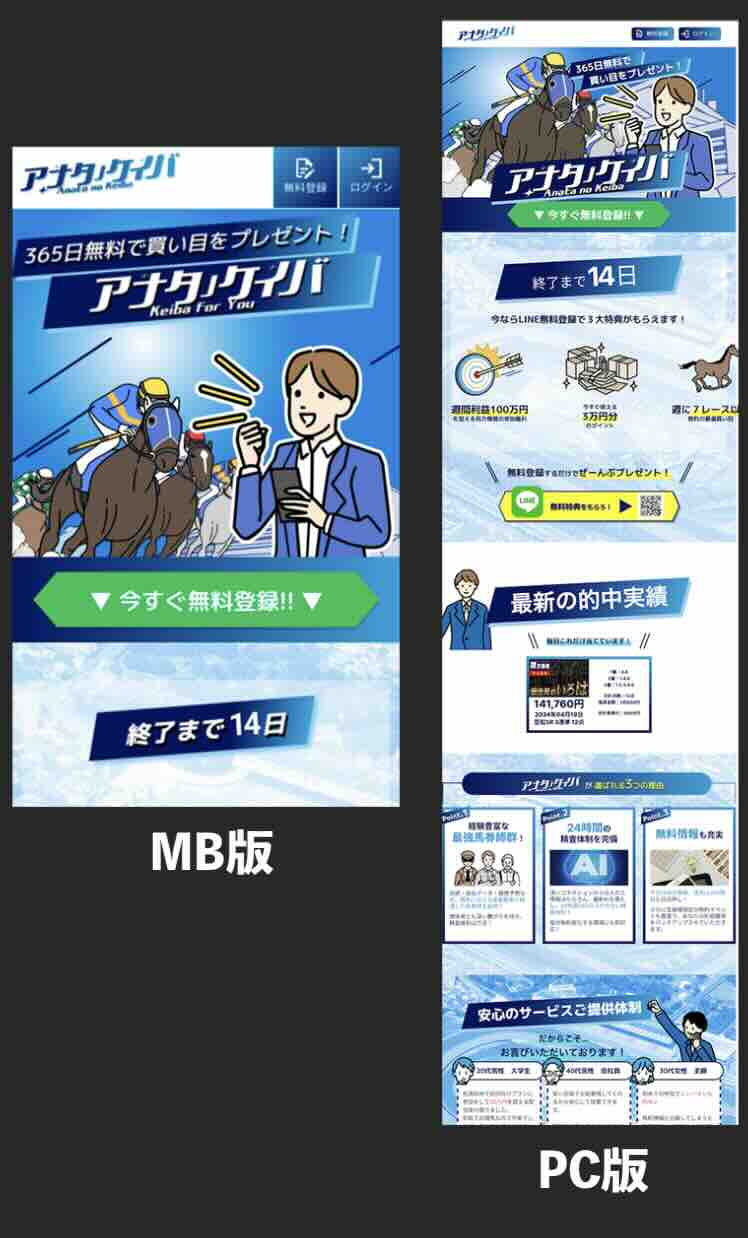 アナタノケイバという競馬予想サイトの非会員ページ