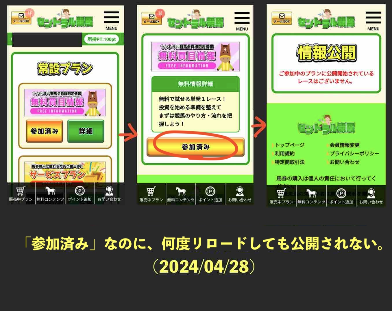 セントラル競馬の無料予想が提供されない