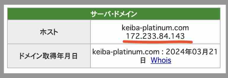 プラチナムのIPアドレス