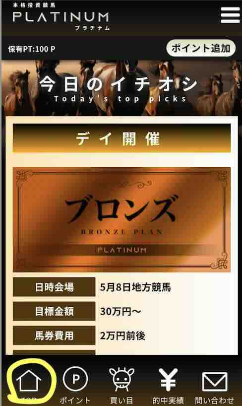 プラチナムという競馬予想サイトが提供する競馬予想