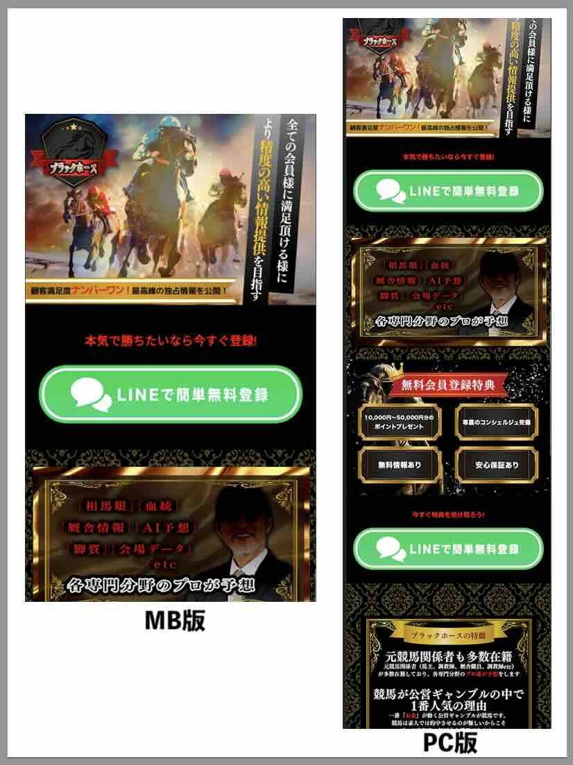 ブラックホースという競馬予想サイトの非会員TOP画像