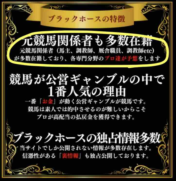 ブラックホースの特徴に芸がない