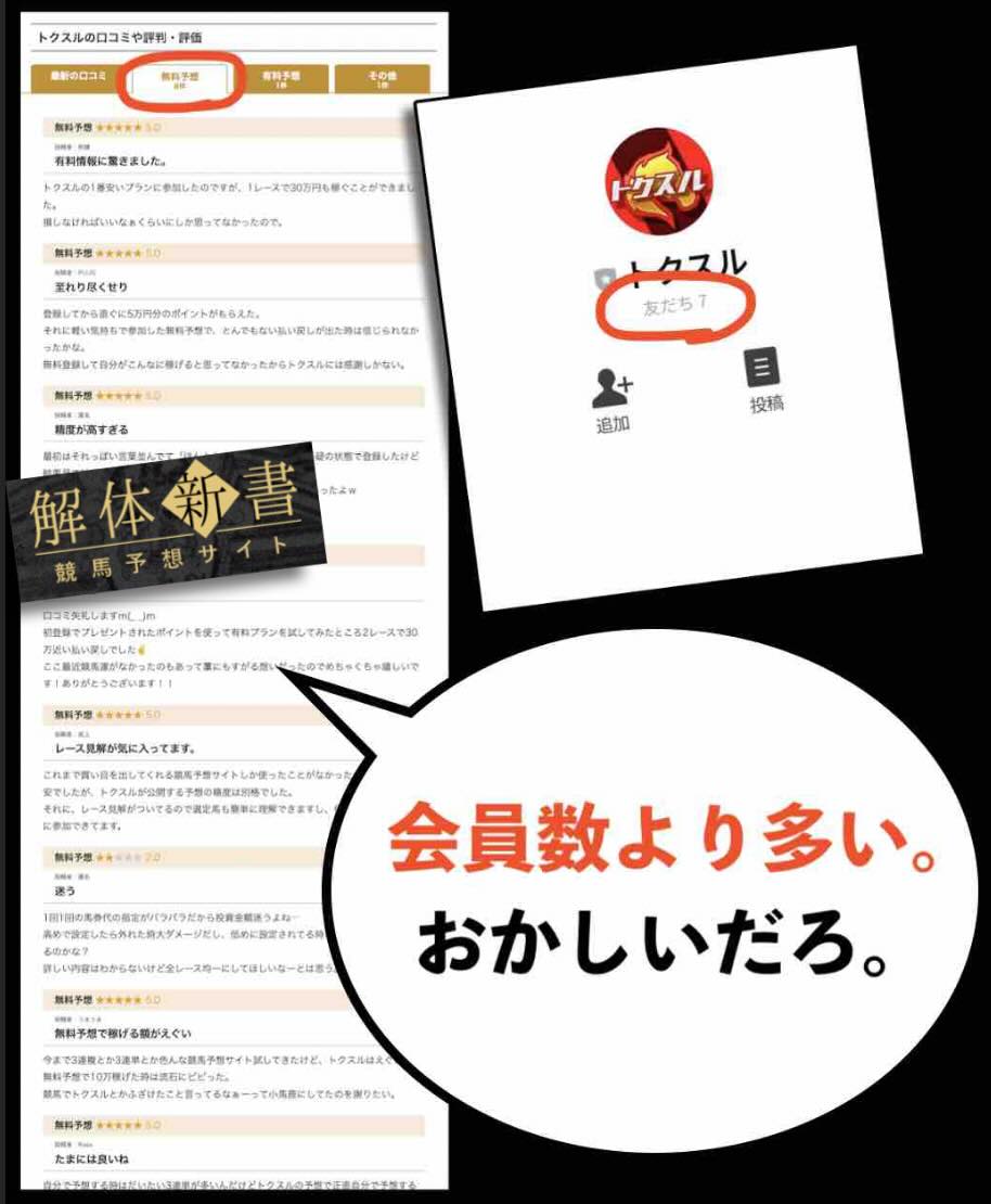 トクスルの会員数より多い口コミ