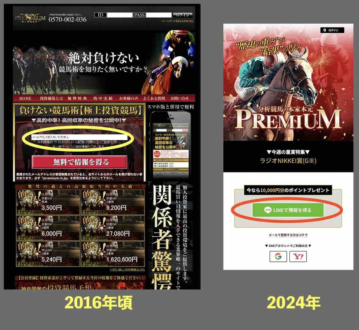 プレミアムという競馬予想サイトの非会員TOP画像