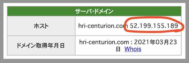 HRIセンチュリオンのIPアドレス