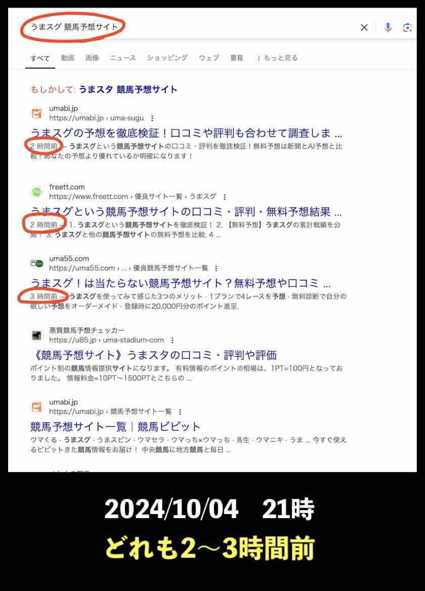 うまスグのサイト情報検索結果