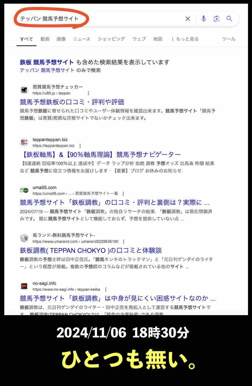 テッパンのサイト情報検索結果