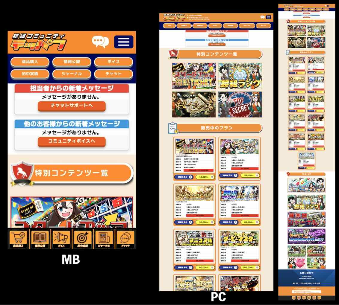 テッパンという競馬予想サイトの会員ページ