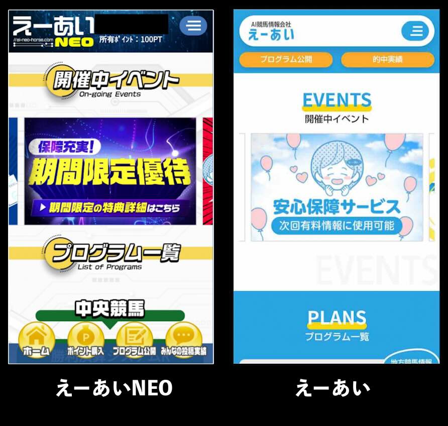 会員ページを比較