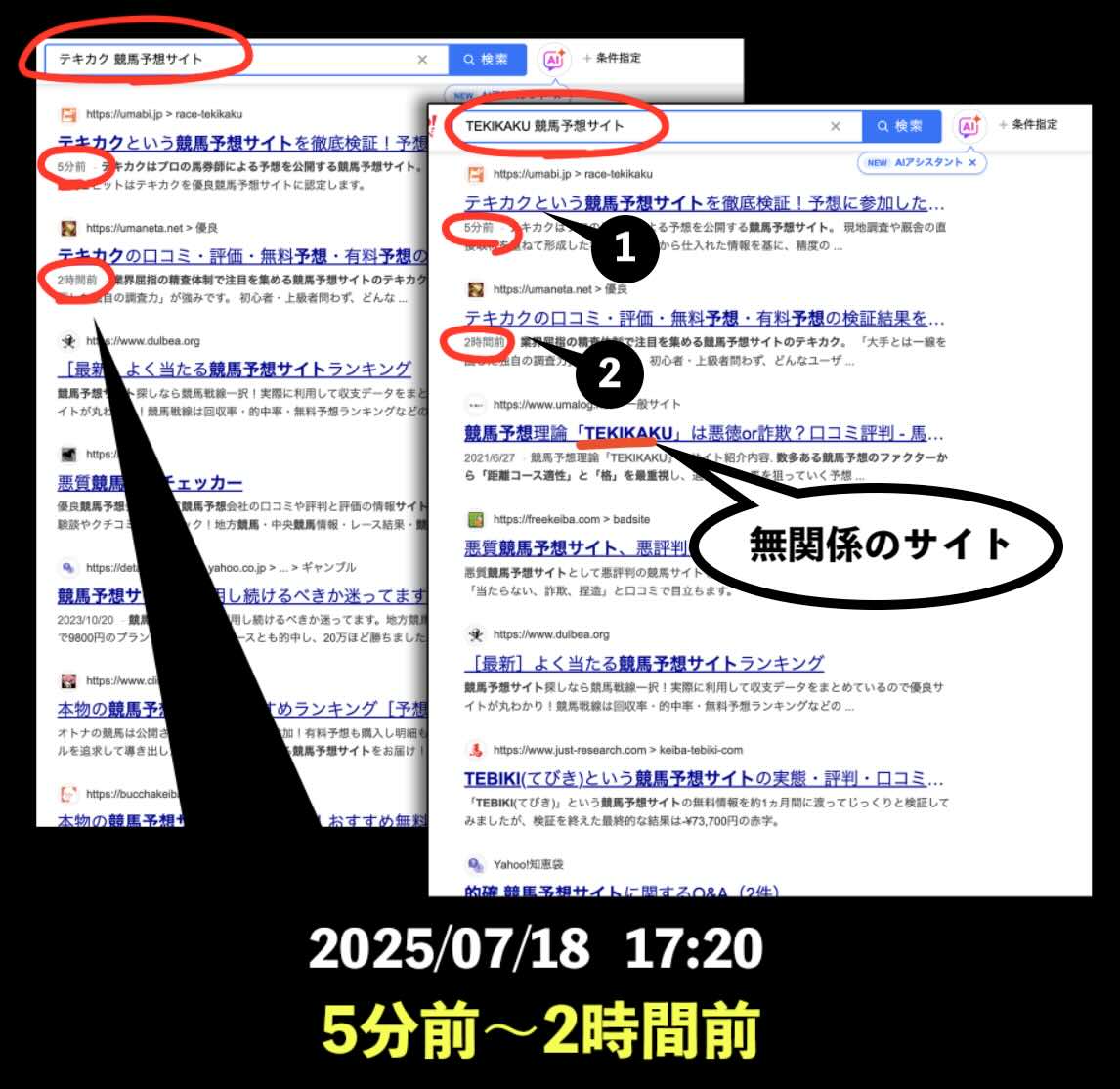 テキカクの情報検索結果結果
