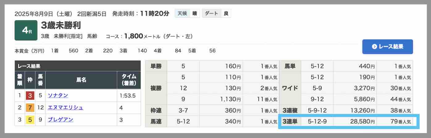 レープロという競馬予想で最近的中したレースの買い目