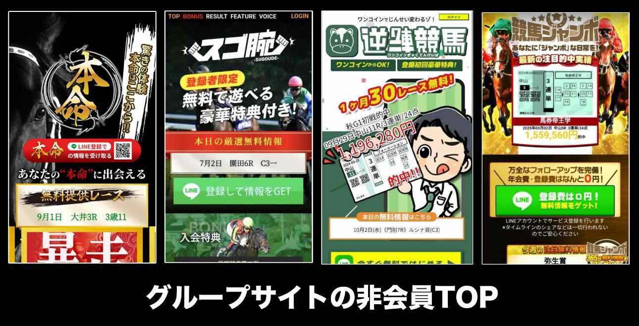 グループサイトの非会員TOPを比較