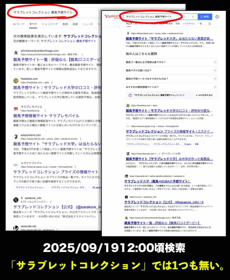 サラコレの情報検索結果結果