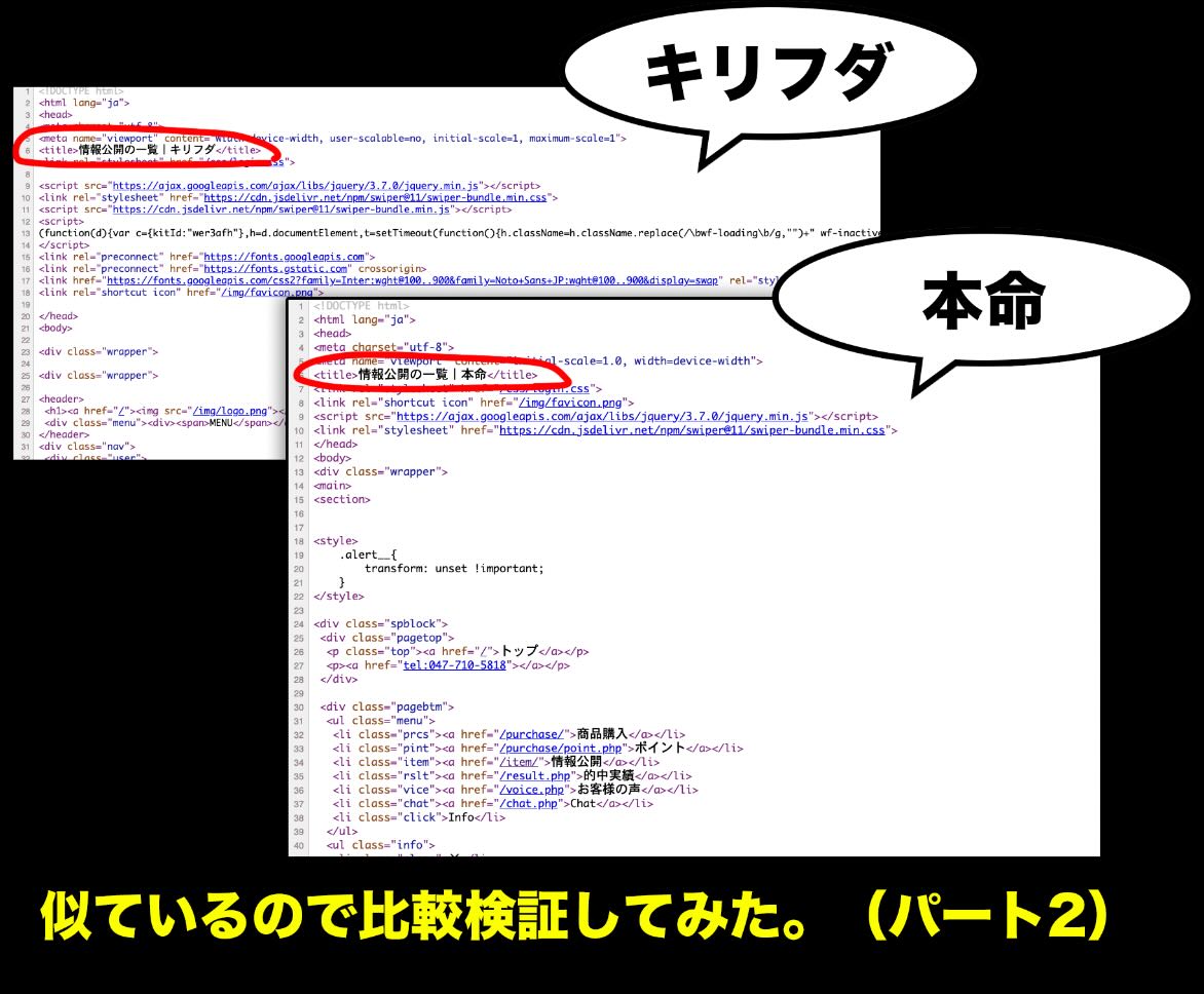 キリフダと「本命」のコード比較