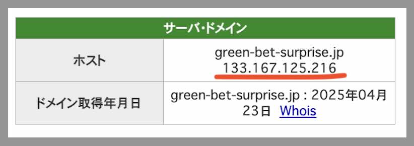 みどりの的中らんどのIPアドレス
