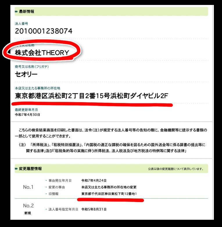 運営会社を国税庁サイトから検索