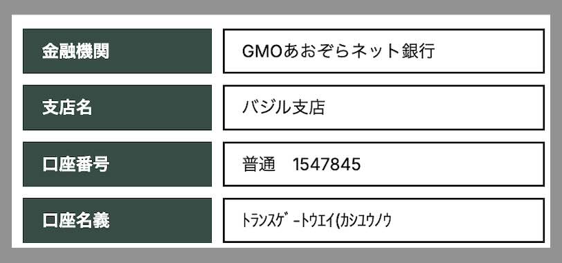 シンクロの口座名義