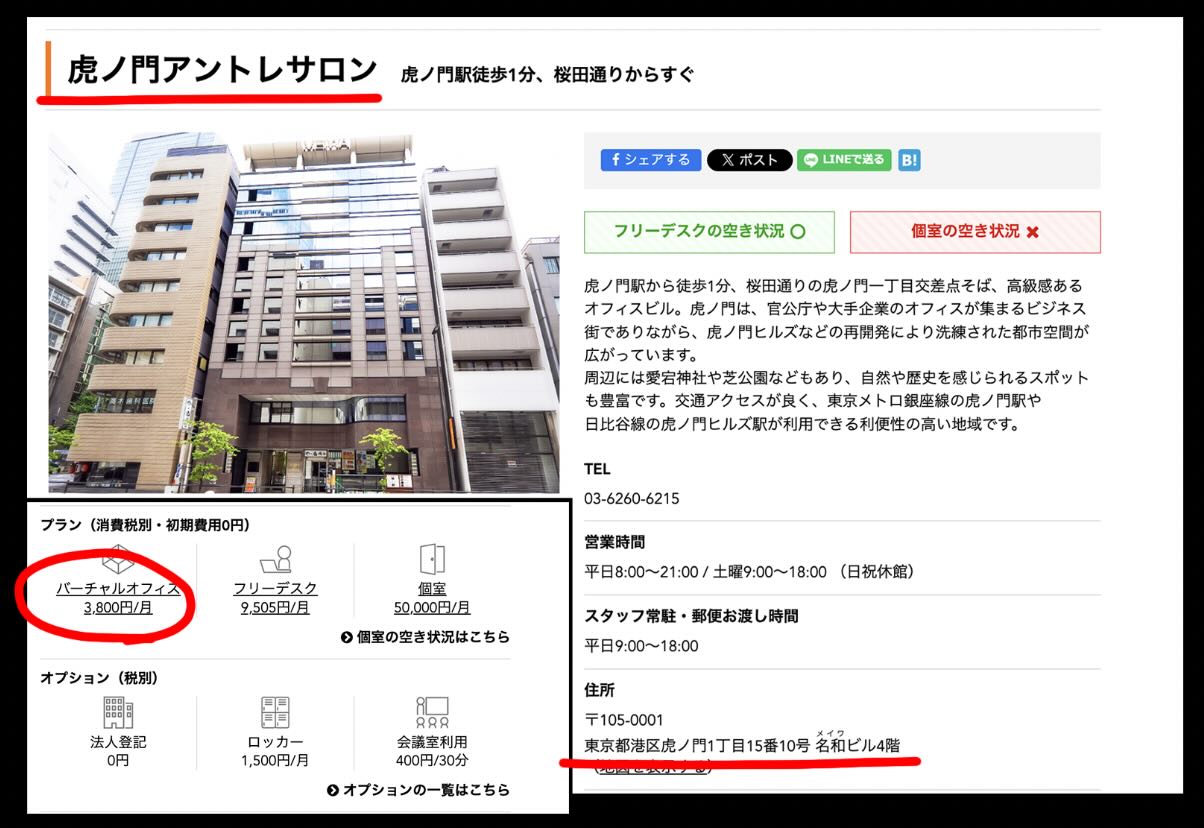 DAYS(デイズ)という競馬予想サイトの住所検索結果